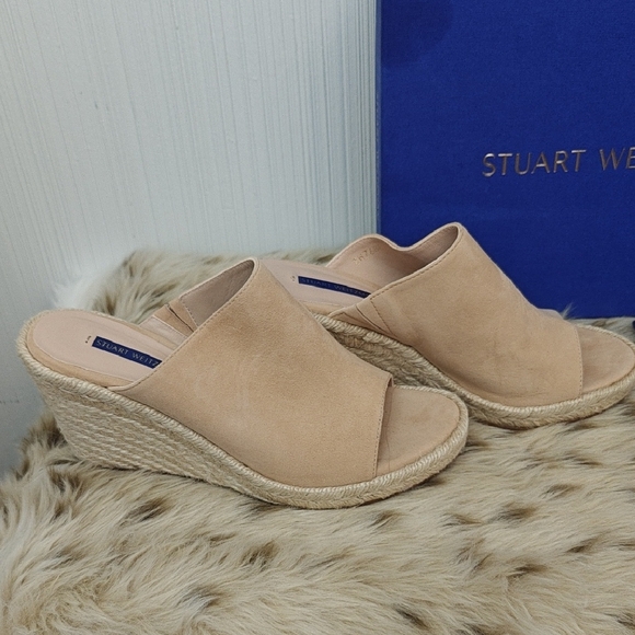 Stuart Weitzman Tan Suede Marabella Wedge Sandals - Picture 2 of 10